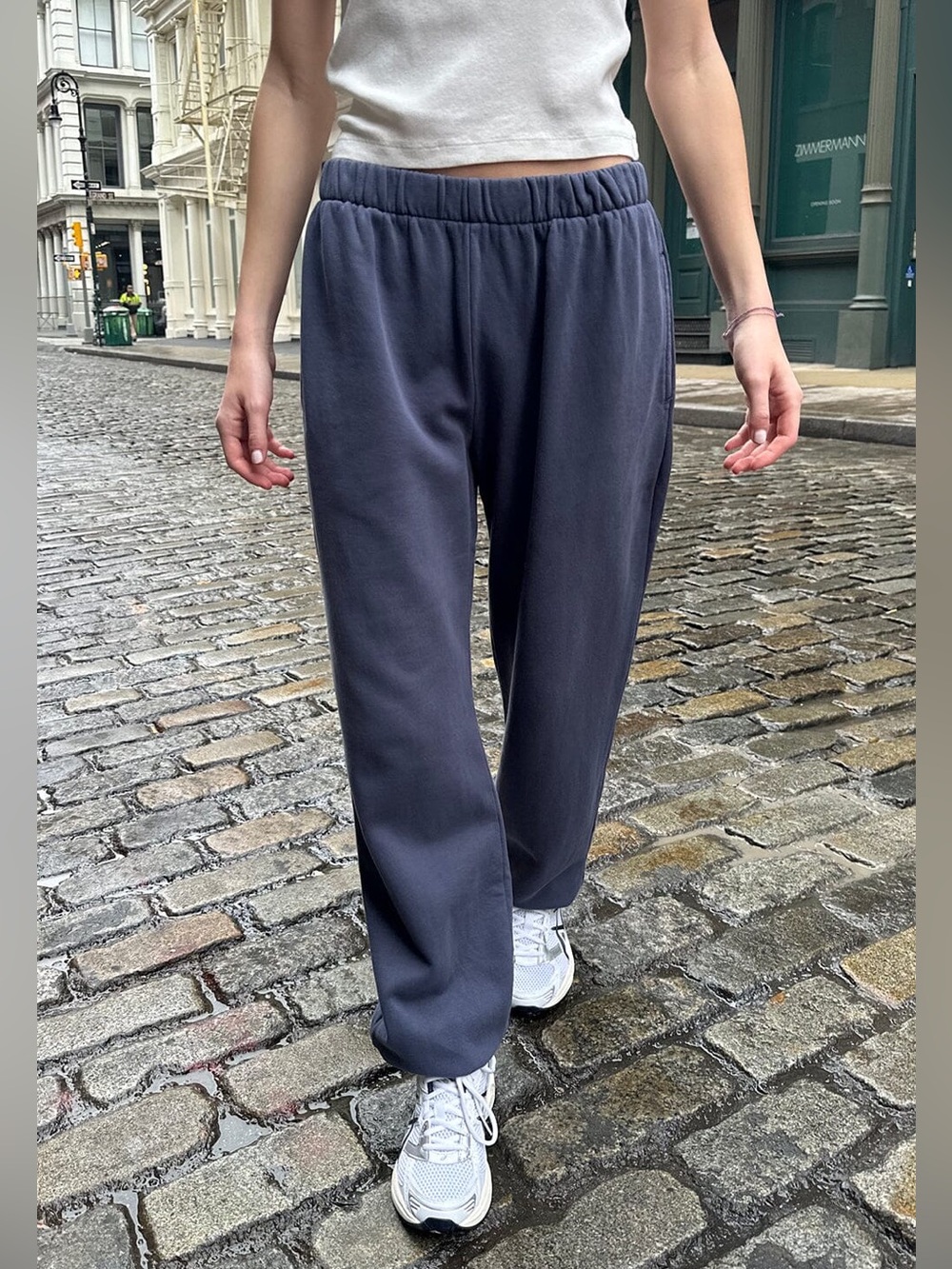 Brandy Melville, Rosa Sweatpants in Faded Navy, Pockets, Elastic Waist, Sz S/M